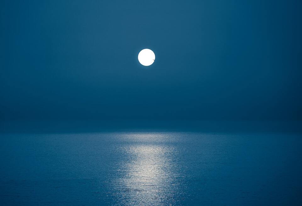 Landscape by night of the sea with the moon
